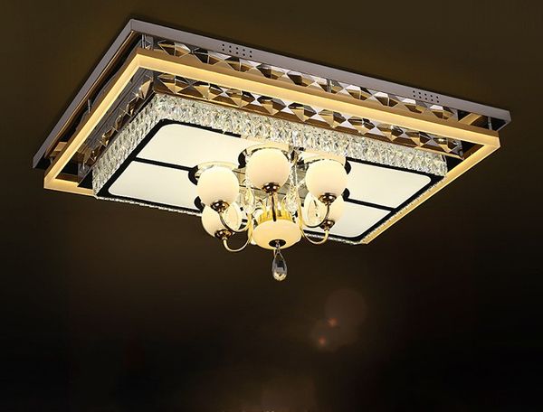 2019 Crystal Living Room Ceiling Lamps Lights Rectangular Simple Modern Led Roof Suction Lights Atmospheric High End Household Bedroom Lighting From