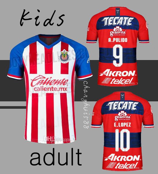 

2019 guadalajara chivas soccer jerseys home a.pulido away m.perez e.lopez 19 20 officiel fonts jersey i.brizuela football shirts, Black