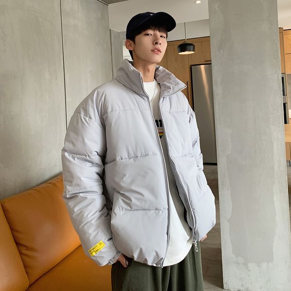 

winter jacket men 2019 fashion stand collar male parka jacket mens solid thick jackets and coats man winter parkas, Black