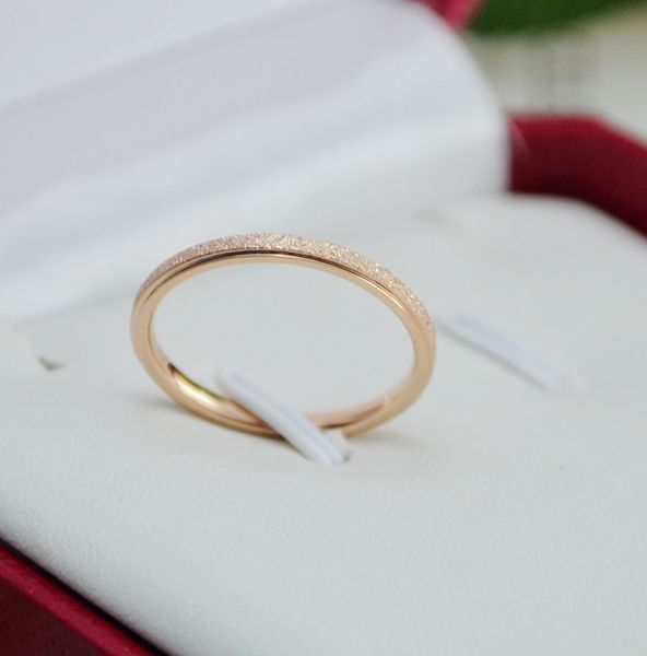 

vintage 2mm frosted titanium steel ring silver/rose gold engagement wedding rings jewelry for women, Slivery;golden