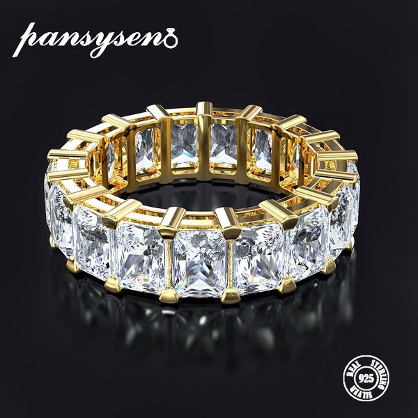 

pansysen exquisite gold color engagement rings for women sterling 925 silver jewelry moissanite ring fine jewelry gift size 5-12 ly191226, Slivery;golden