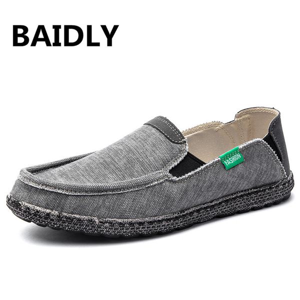

big size spring/autumn mens shoes casual breathable fashion canvas shoes men sneakers slip on men loafers boat casual, Black