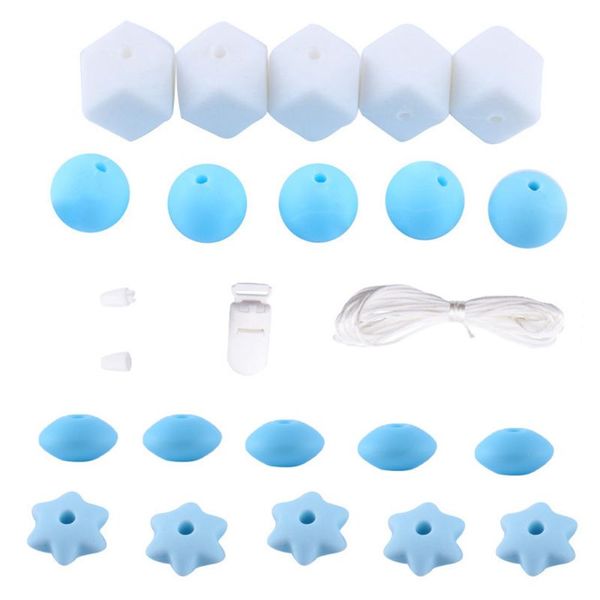 

2019 new round shaped silicone baby teether bead mini star diy jewelry pacifier chain accessories beads nursing set