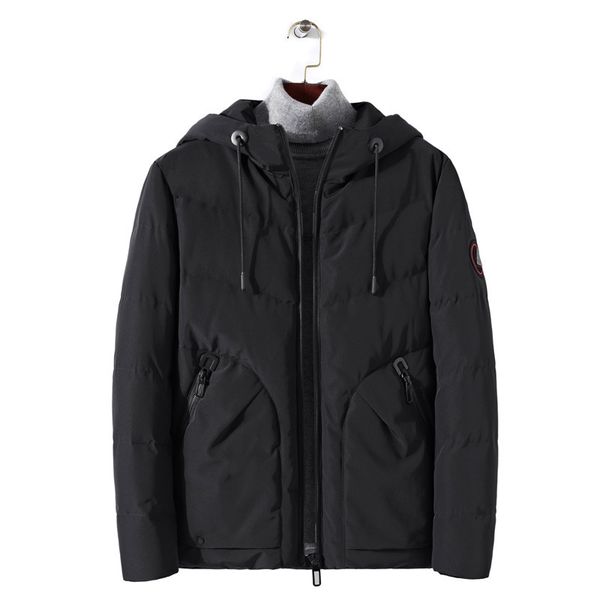 

winter concise basics cotton loose coat solid color leisure time keep warm even hat, Black