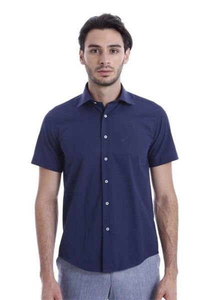 

short-sleeve terikoton slimfit navy blue male shirt unimart shop, White;black