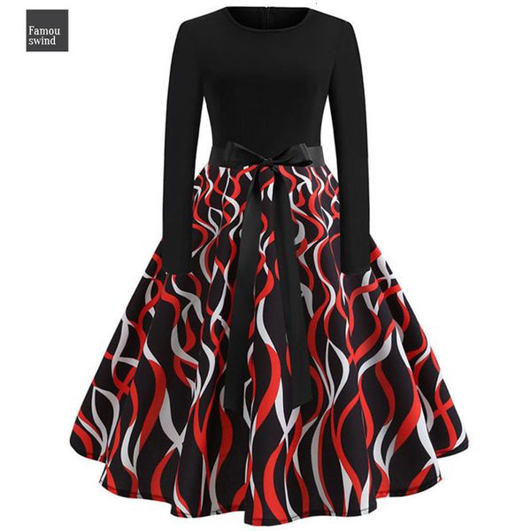 

длинные рукава платья зима женщины плюс размер vintage платья партии элегантный колено черный длина линия robe femme качели casual, Black;gray