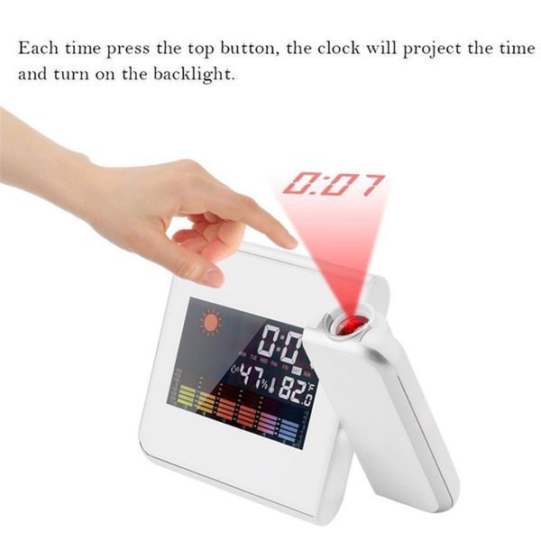 

1x color screen lcd backlight projection snooze alarm clock creative clock black and white digital led