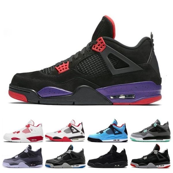 

4 men basketball shoes black white pizzeria cement black cat pale citron pure money royalty university red 4s sports sneakers us 8-13