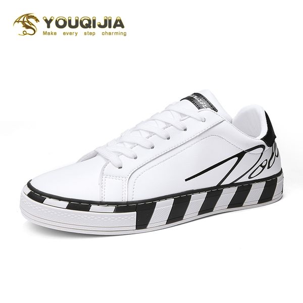 

youqijia new white black shoes men shoes fashion male sneakers casual street pu leather brand men footwear ing