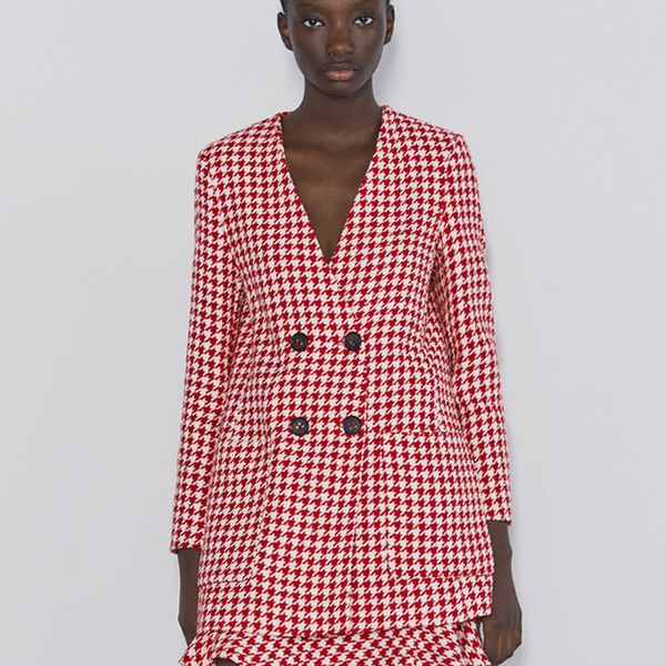 

fandy lokar houndstooth jackets women fashion long sleeve v neck coats women elegant double breasted jackets female ladies hn, Black;brown