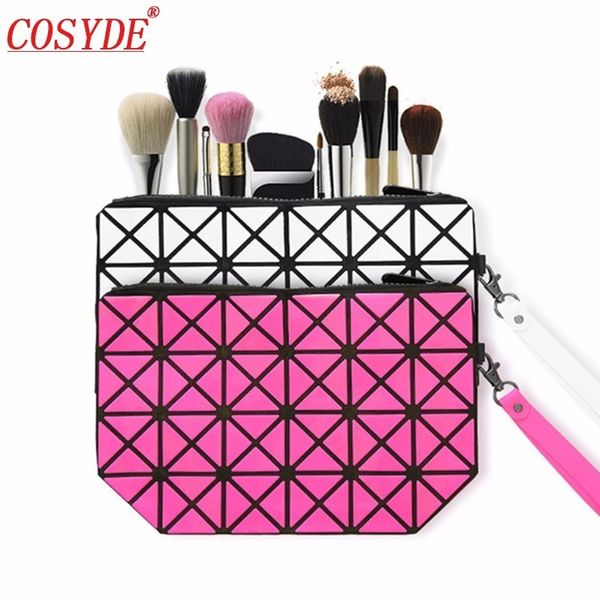 

new diamond lattice women make up case professional zipper cosmetic bag for makeup pouch travel organizer toiletry kit bags