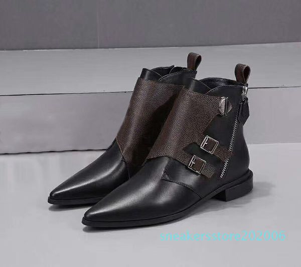 

luxury women jumble flat ankle designer shoes martin ladies fashion boot with charming pointed toes black red winter s06