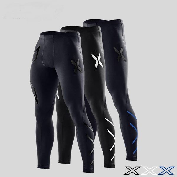 

compression pants mens autumn and winter running tights trousers fitness pants elastic marathon quick-drying, Black;blue
