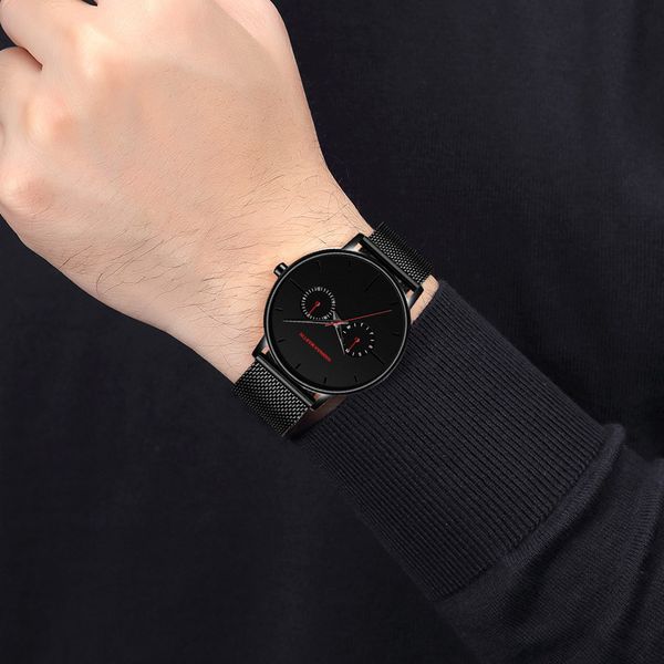 

men quartz clock army simple two eye needle men's mesh belt quartz watch sport brand montre homme@32, Slivery;brown