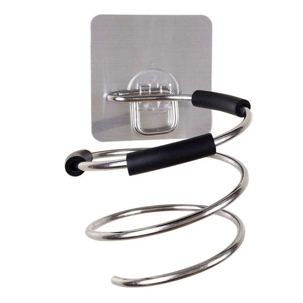 

adhesive wall mount hair dryer holder rack blower organizer shelf stainless steel spiral stand storage for bathroom barber