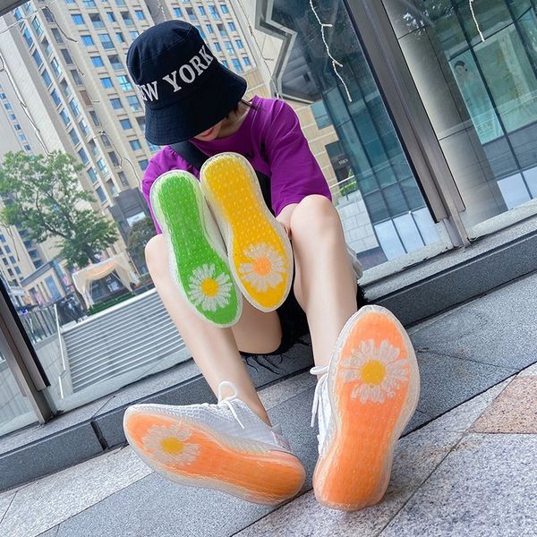 

2020 new fashion women's shoes jelly bottom small daisy non-slip air cushion breathable discoloration sports shoes tennis 35-40, Black