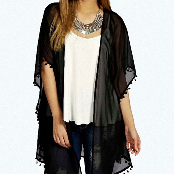 

us summer womens boho bikini cover up kimono cardigan blouse long sunscreen(ch