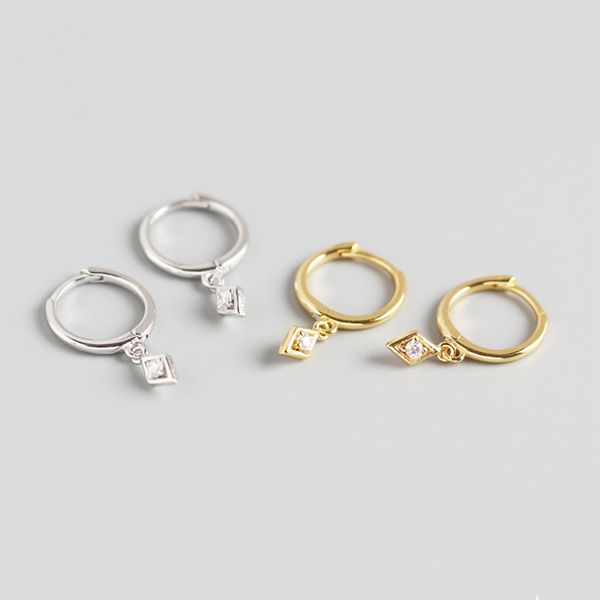 

wtltc new 925 sterling sliver small tiny hoop earrings for women geometric huggies hoops earrings cubic zircoina charms, Golden;silver