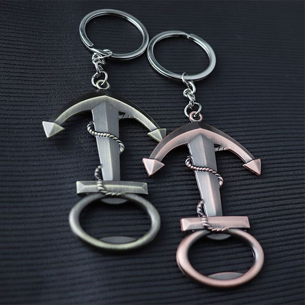 

anchor design key rings vintage bottle opener keychain for women zinc alloy key chain holder jewelry souvenirs party favor gift men llaveros, Slivery;golden