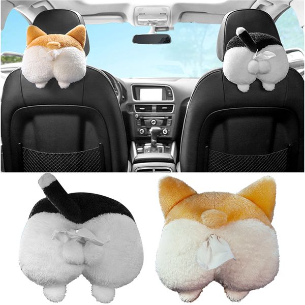 

car tissue box dual-purpose cute carton plush tissue holder set car supplies cartoon animal box with comfortable fabric