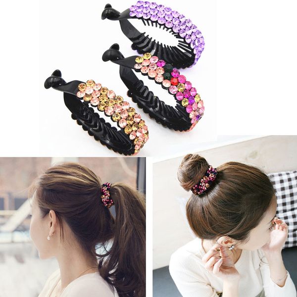 

new 8cm hairpins banana clips horsetail grab crystal rhinestone hair cilps hairgrips for women hair accessories