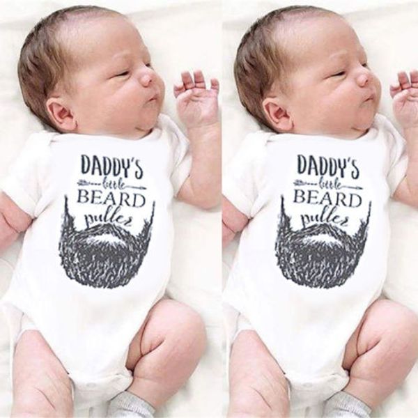 

2019 newborn baby boy girl creative daddy's beard romper babygrows playsuit outfit, Blue