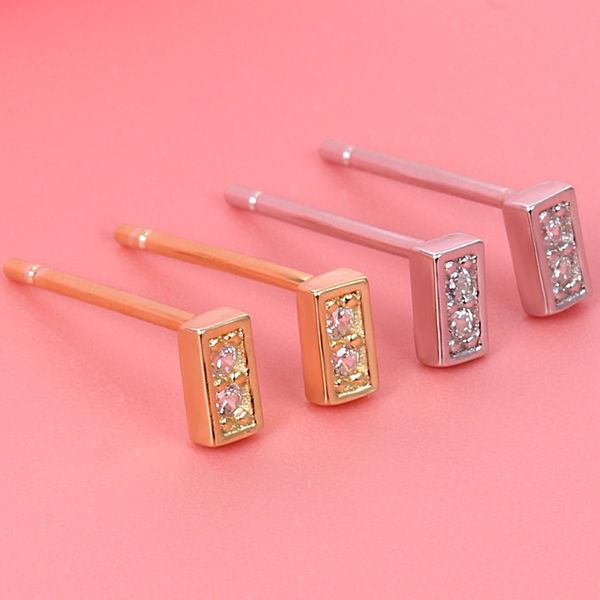 Geometric Crystal Ear Studs 925 Sterling Silver For Women and Girls