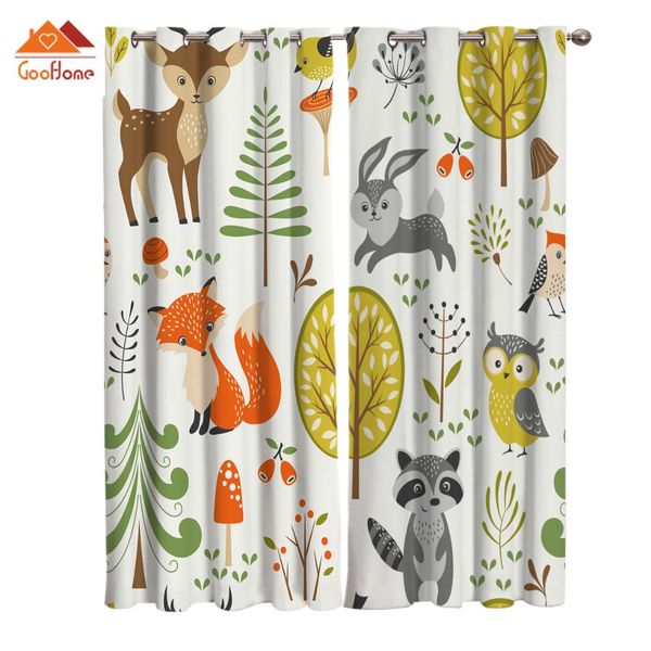 

cartoon animals world window curtains living room outdoor fabric drapes curtain home decor