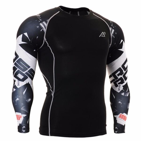 

life on track men's yoga gym fitness clothes running shirts male sports 3d printed long sleeve breathable sportswear, Black;blue