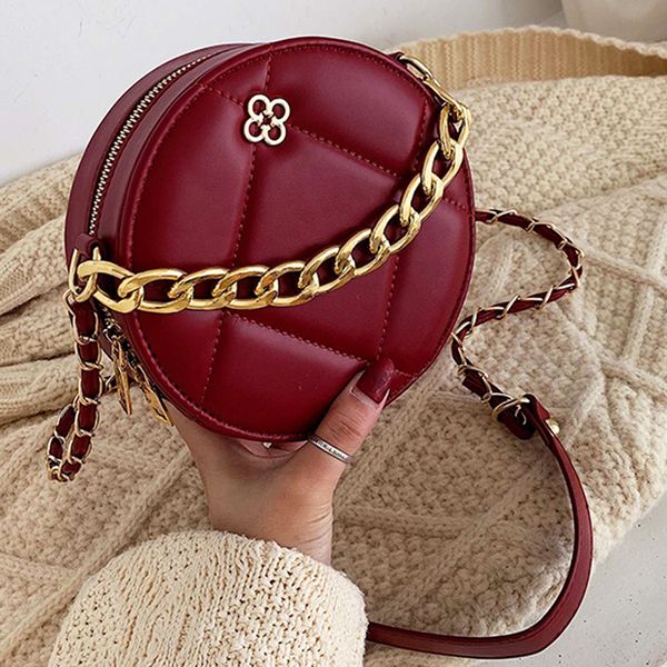 

women crossbody bag cute round zip messenger bag women pu leather small shoulder bags chain shoulder handbag and purse