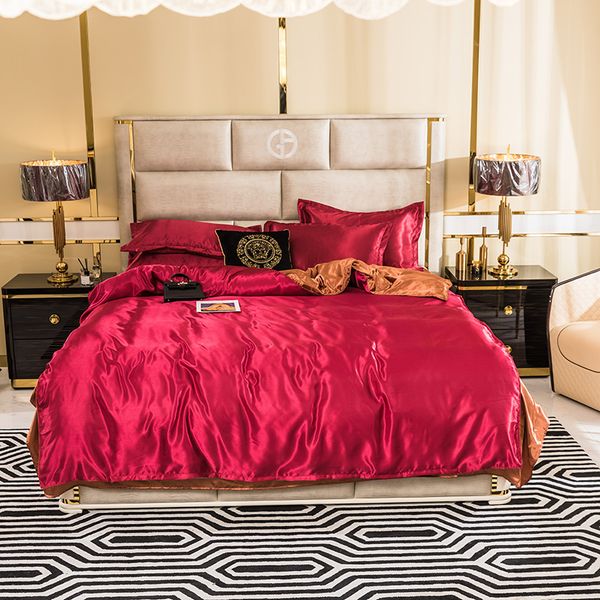 

washed-silk four-piece suit 1 duvet cover 1 flat bed sheet 2 pillowcase king single  king 3 sizes