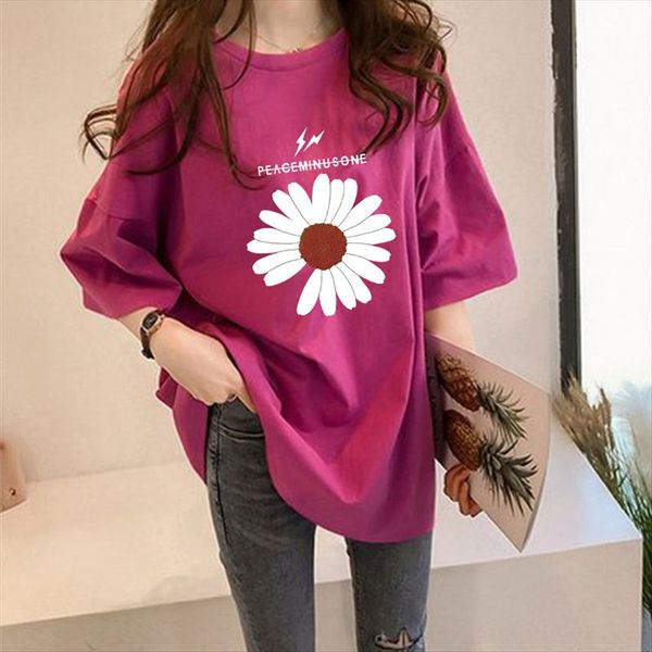 

2020 summer daisy t-shirt printed salt series female girl wearing short-sleeved loose student party clothes female, White