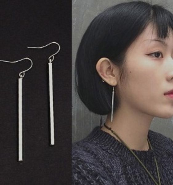 

e1150 korean long temperament simple joker long earrings, Silver