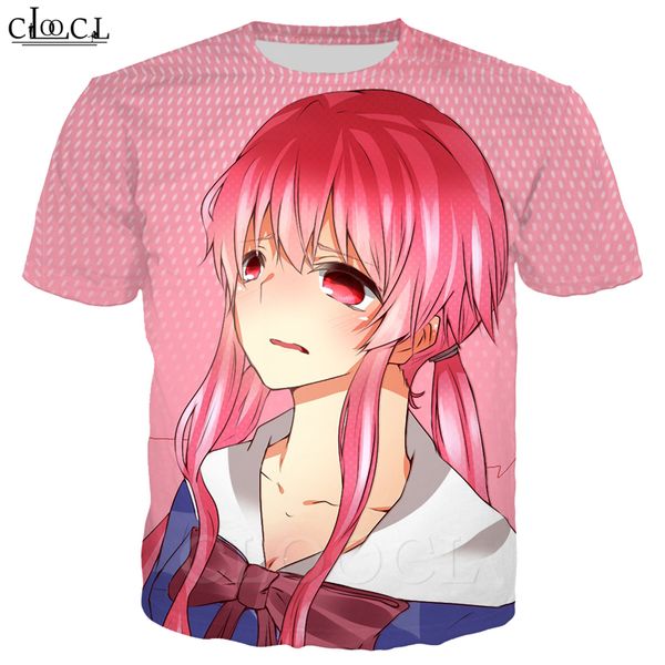 

лето аниме future diary футболка 3d печать мужчины женщины креативный homme одежда с коротким рукавом плюс размер вскользь tops, White;black