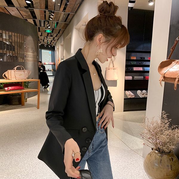 

spring-summer korean version of the new womens slim-fit casual suit solid color business small suit jacket, White;black