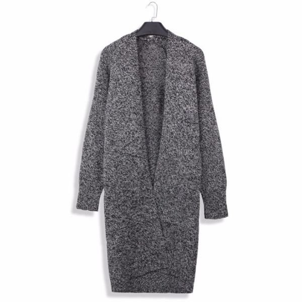 

women cashmere knitted sweaters vintage long cardigans autumn spring long sleeve sweater coat female pocket cardigan overcoat, White;black