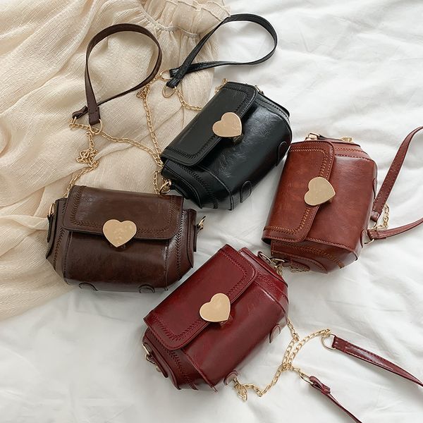 

2020 новой женских сумки масла кожаного седла сумки дамы моды плеча цепь pu кожа дамы диагональный