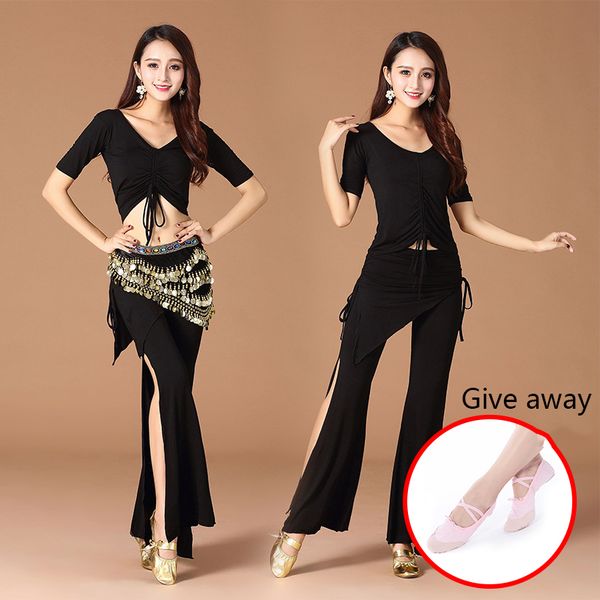

spring and summer new belly dance practice exercise suit set large size modal yoga clothing pumping jacket, Black;red