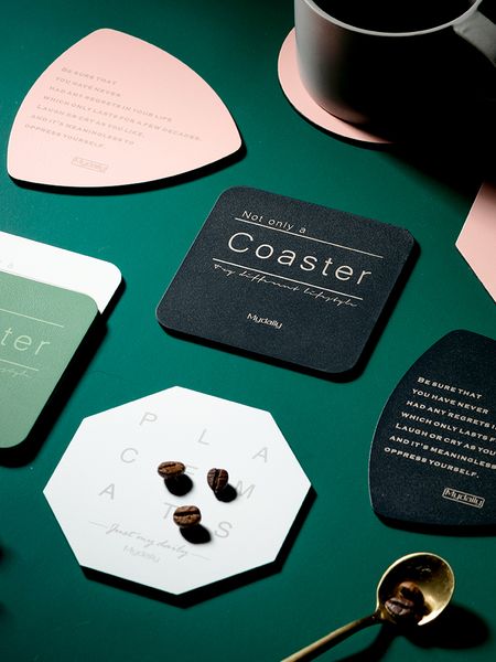

creative thermal insulation waterproof ins coasters nordic stainless steel coffee cup mats household japanese round table mats
