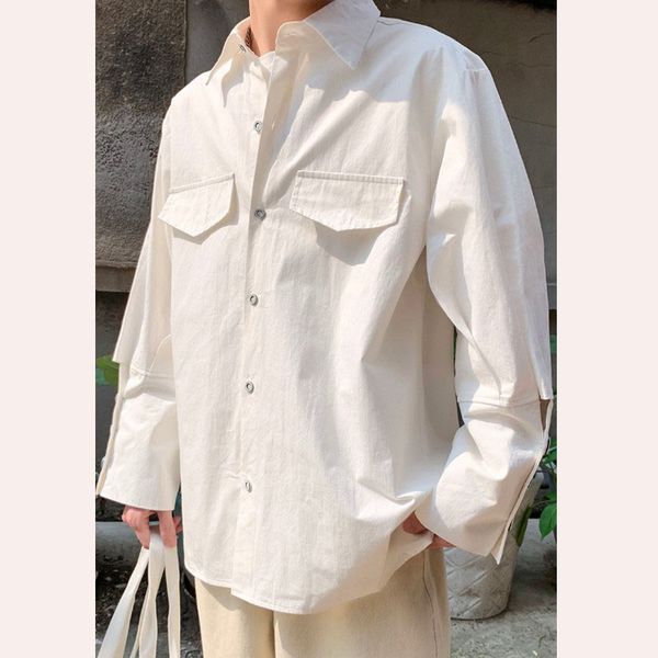 

cotton men's shirt casual long sleeve men shirts spring autumn men shirt single-breasted white minimalism male shirts, White;black