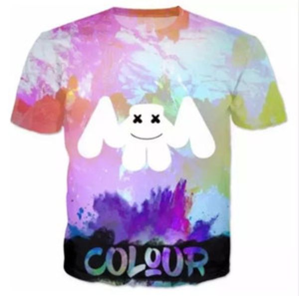 

новые модные мужские / женские marshmello цвет летний стиль смешные 3d печати повседневная футболка топы плюс размер aa202jqy1, White;black