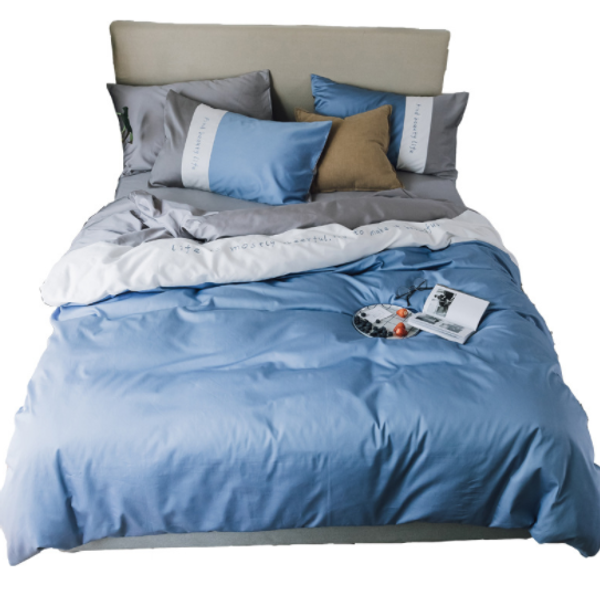 

modern simple color-matching bedding 60 pieces of satin long-staple cotton cotton four-piece pure color nordic bedding