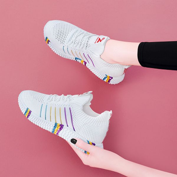 

siddons 2020 striped designer women sneakers casual shoes breathable comfortable ladies flats lace up female running sneakers, Black