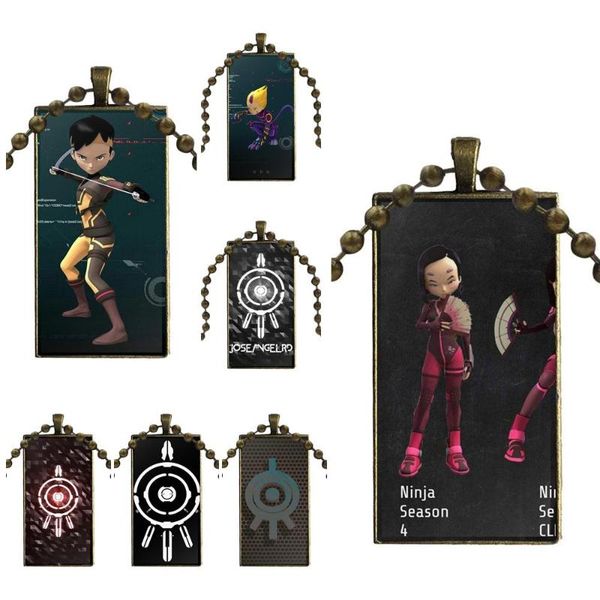 

fashion cartoon movie code lyoko glass cabochon pendant necklace rectangle fashion necklace for gift, Silver
