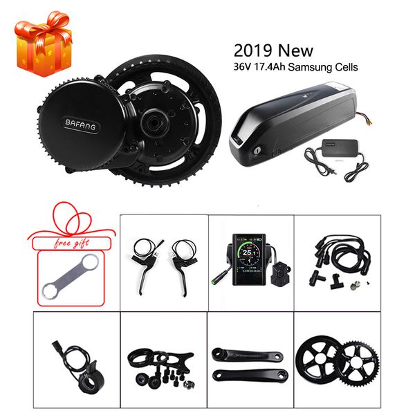 

ebike bafang 36v 350w mid motor with lock battery 17.4ah e-bike samsung cell bbs01b kits for electric bicycle diy whole parts