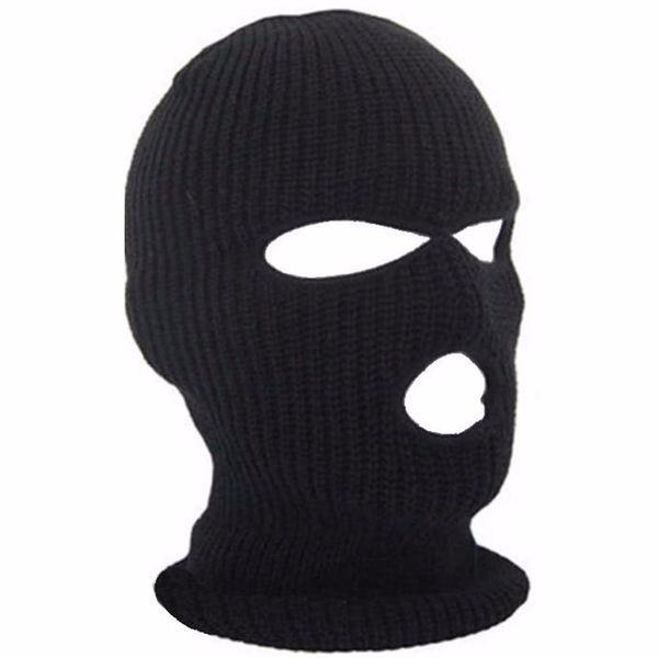 

3 hole ski mask balaclava black knit hat face shield beanie cap snow winter warm uns-okle