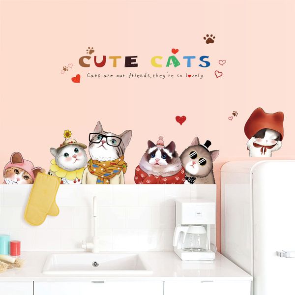 2 Style Cute Cats Wall Stickers Diy Animals For Kids Rooms Safari