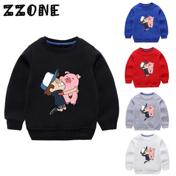 

children's hoodies kids cartoon gravity falls mabel dipper pines sweatshirts baby pullover girl boy autumn clothes,kyt2415, Black