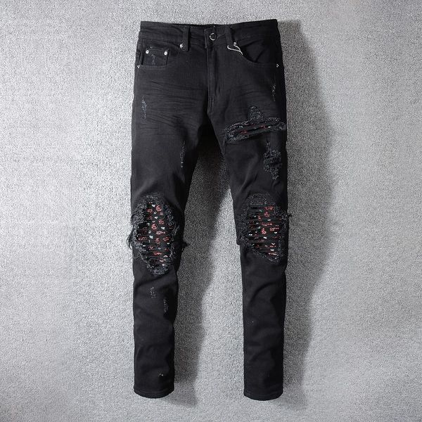 

Amiri ummer new men 039 black hole locomotive jean italian tyle de ign amiri per onality pant print patch tretch jean