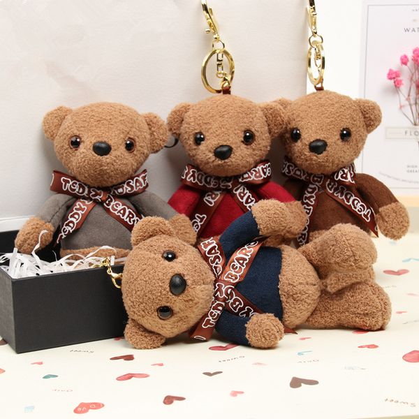 

teddy bear keychain kids toys stuffed animals fluffy bear 12cm popobe teddy cute plush bag toys keychains car key holder, Silver